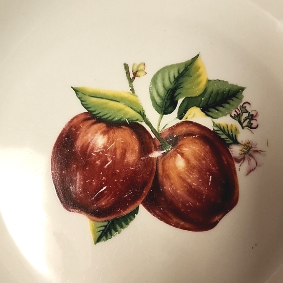 ☆Vintage, Set of 2. Casuals by China Pearl. Apple Pattern with Green Rim. 10.25☆ - Picture 6 of 7